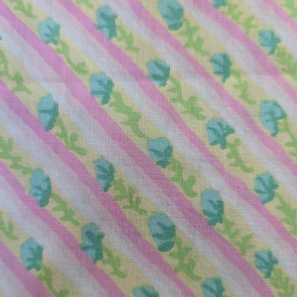 Kaffe Fassett Diagonal Poppy Fabric Pink Yellow Floral Stripe 40in x 18in 1/2yd